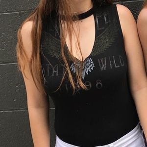 Black old band body suit